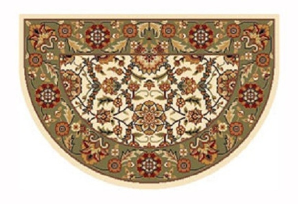 Ivory & Green Floral Hearth Rug (6144SH)