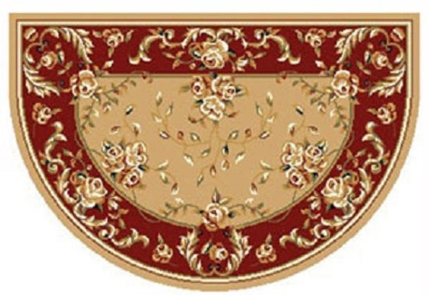 Coffee & Red Floral Hearth Rug (6151SH)