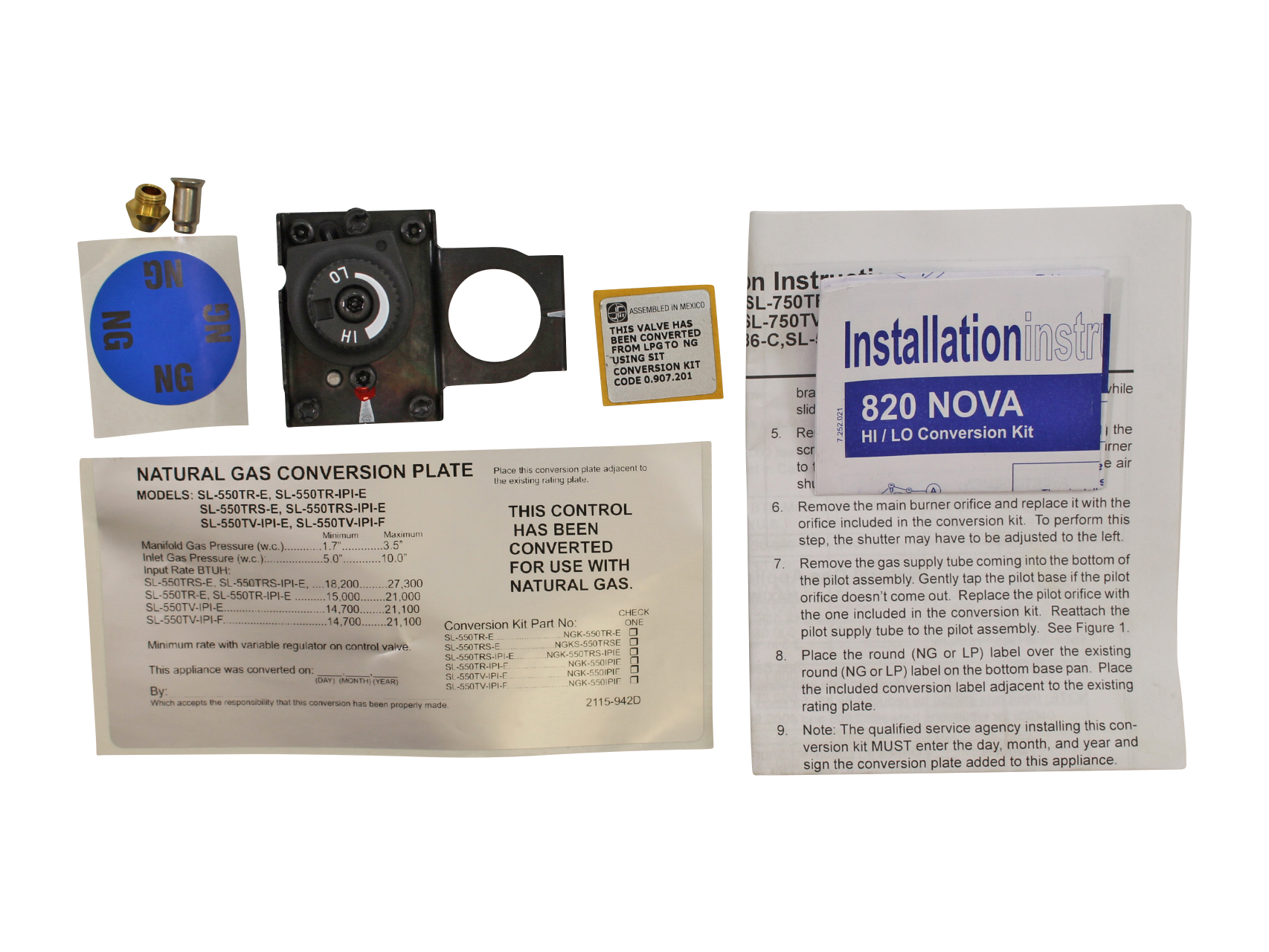 Heat N Glo SL-550TR-E Conversion Kit - NG (NGKS-550TR-E)