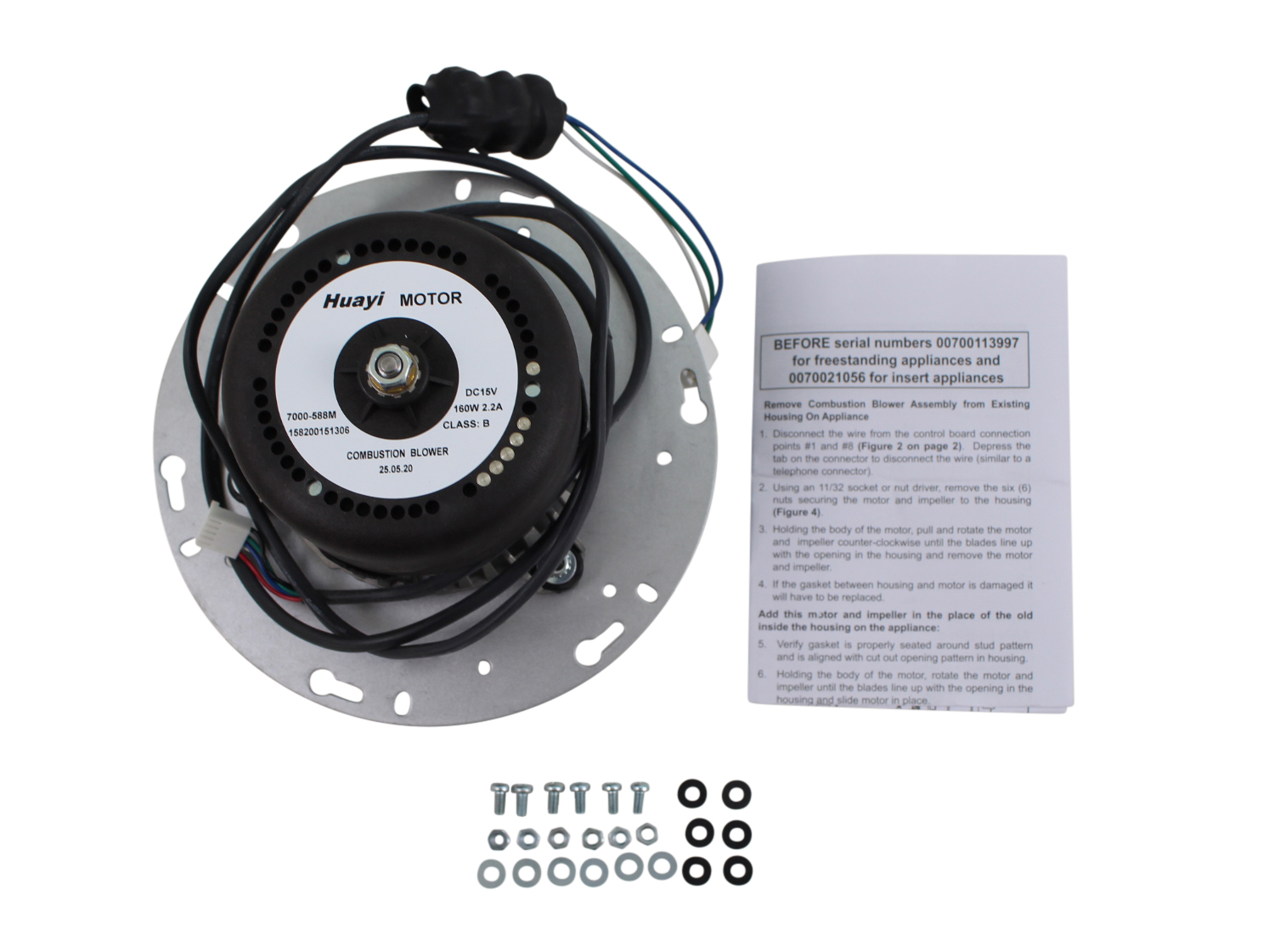Heatilator & Quadra-Fire Combustion Blower Motor - SRV7000-588M
