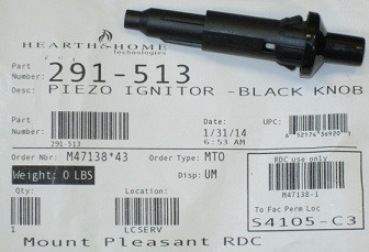 Quadra-Fire, Heat N Glo and Heatilator Piezo Igniter with Black Push Knob (291-5