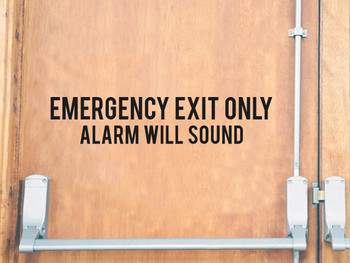 emergency exit only alarm will sound vinyl decal store sign for door