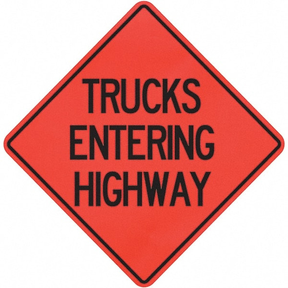 inTrucks Entering Highway,in 36in Wide x 36in High Vinyl Traffic Control Sign - 31665888