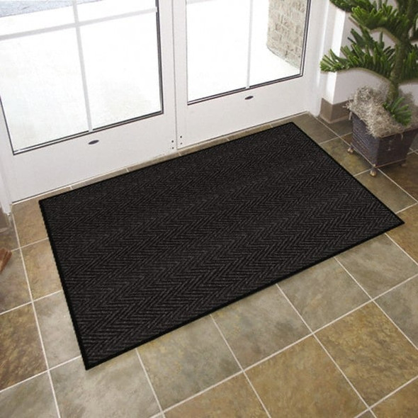 60' Long x 3' Wide, Poly-Blended Carpet Surface, Chevron Ribbed Entrance Matting - 88266440