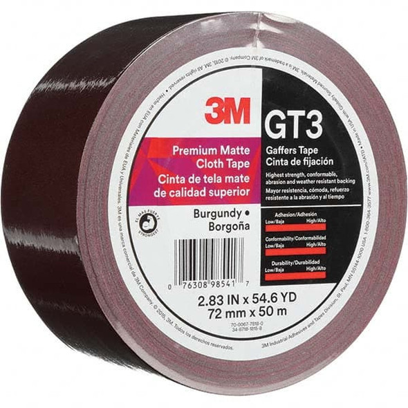 50m x 72mm x 11 mil Burgundy Cotton Cloth Gaffers Tape - 16991598