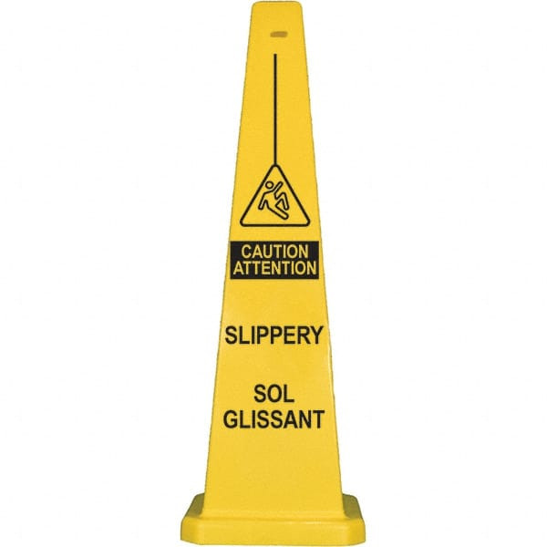 Wet Floor, 12in Wide x 36in High, Polypropylene Cone Floor Sign - 31476534