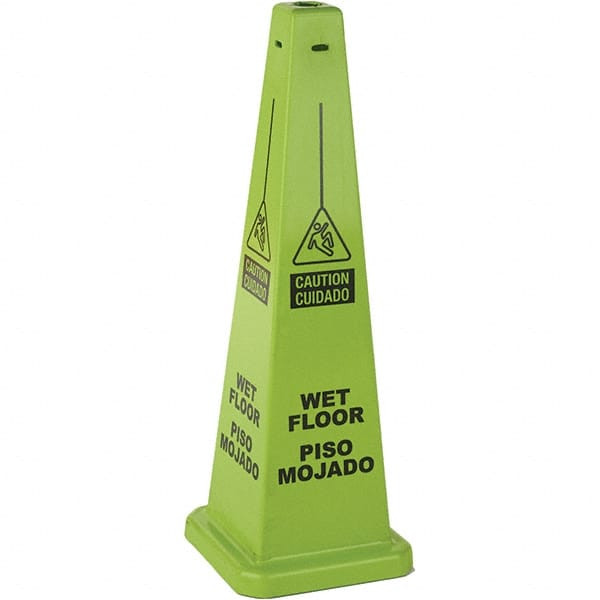 Wet Floor, 12in Wide x 36in High, Polypropylene Cone Floor Sign - 31476542