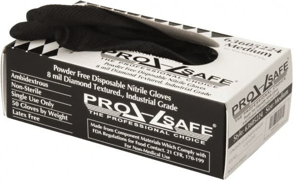 50 Piece Pack, Size M, 8 mil, Industrial Grade, Powder Free Nitrile Disposable Gloves - 63605224