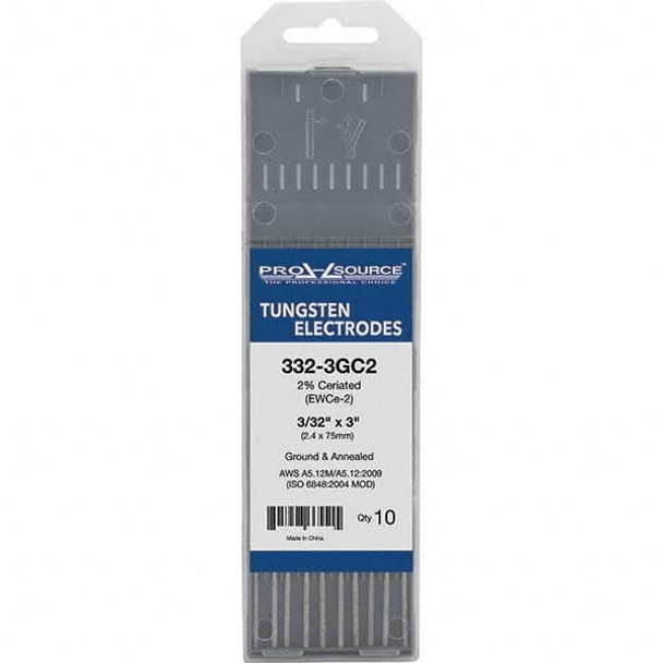 Tungsten Electrodes; Type: 2% Ceriated ; Diameter (Inch): 3/32 ; Color Code: Gray ; Length (Inch): 3 ; Size: 3/32 ; PSC Code: 3438 - 13333679