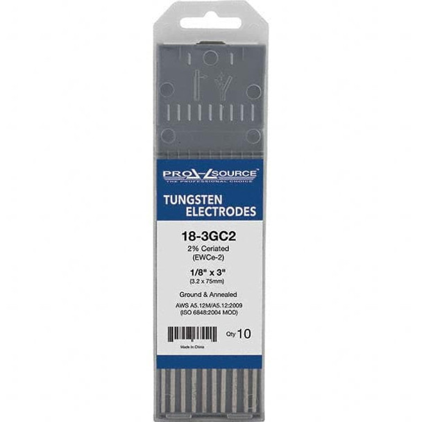 Tungsten Electrodes; Type: 2% Ceriated ; Diameter (Inch): 1/8 ; Color Code: Gray ; Length (Inch): 3 ; Size: 1/8 ; PSC Code: 3438 - 13333711