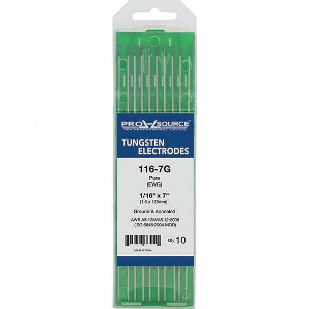 Tungsten Electrodes; Type: Pure ; Diameter (Inch): 1/16 ; Color Code: Green ; Length (Inch): 7 ; Size: 1/16 ; Heliarc Number: 76Z51 - 18608620