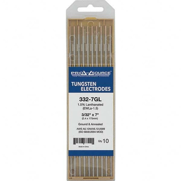 Tungsten Electrodes; Type: 1.5% Lanthanated ; Diameter (Inch): 3/32 ; Color Code: Gold ; Length (Inch): 7 ; Size: 3/32 ; Heliarc Number: 796F63 - 18608679