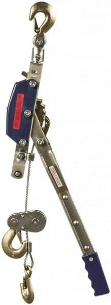 4,000 Lb Capacity, 8-1/2' Lift Height, Wire Rope Manual Puller Hoist - 37418316