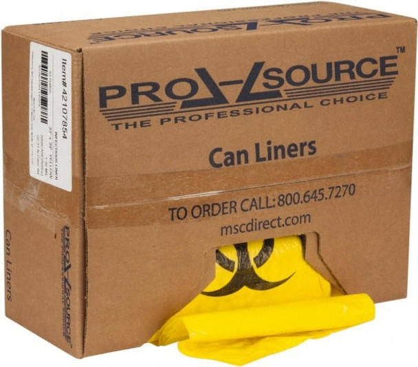 Pack of (200) 33 Gal Capacity, Yellow, Hazardous Waste Bags - 42107854