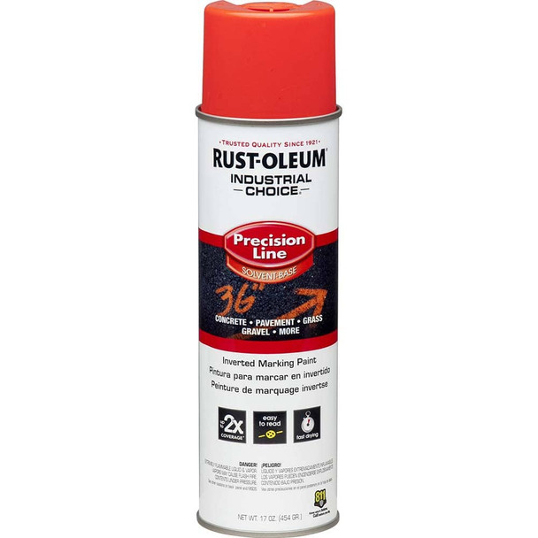 Striping & Marking Paints & Chalks; Type: Marking Paint ; Color Family: Orange ; Formula Type: Solvent-Based ; Coverage (Linear Ft.): 600-700 at 1in Wide (Feet) - 10451474