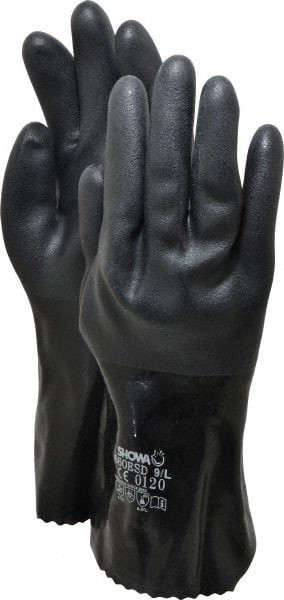 Chemical Resistant Gloves: Large, Polyvinylchloride-Coated, Polyvinylchloride - 40752529