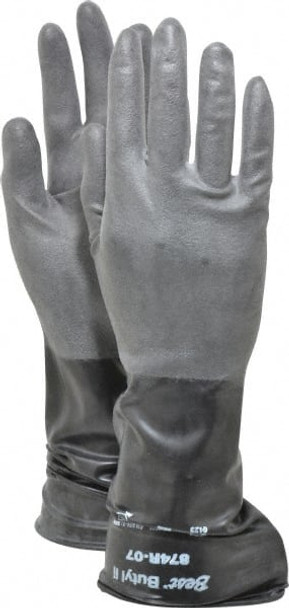 Chemical Resistant Gloves: Small, 14 mil Thick, Butyl, Unsupported - 66004409