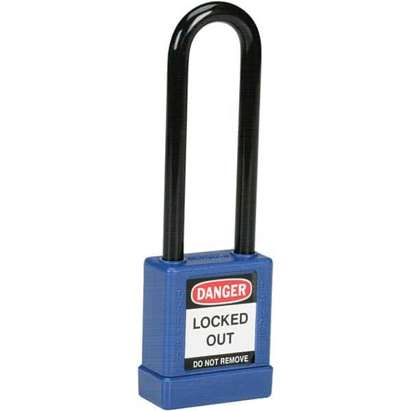 Lockout Padlock: Keyed Different, Aluminum, Steel Shackle, Blue - 19506435