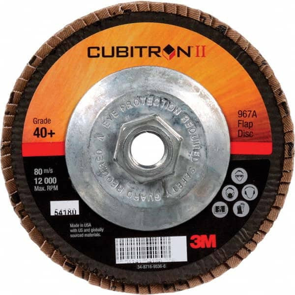 Flap Disc: 5/8-11 Hole, 40 Grit, Ceramic, Type 29 - 50682814