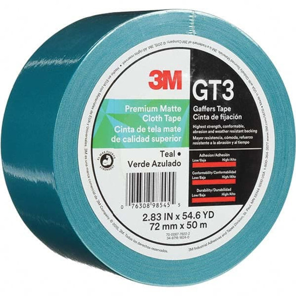 50m x 72mm x 11 mil Teal Cotton Cloth Gaffers Tape - 16991390
