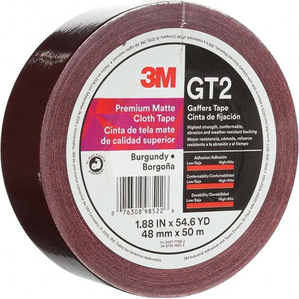 50m x 48mm x 11 mil Burgundy Cotton Cloth Gaffers Tape - 16991432