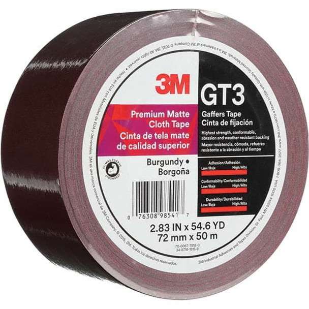 50m x 72mm x 11 mil Burgundy Cotton Cloth Gaffers Tape - 16991598