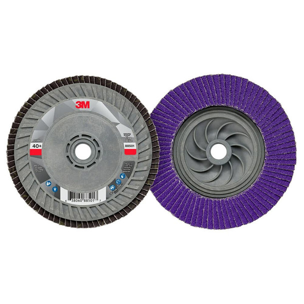Flap Disc: 5in Dia, 5/8-11 Hole, 40 Grit, Ceramic, Type 29 - 20143129