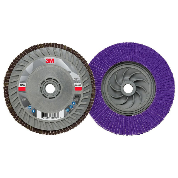 Flap Disc: 5in Dia, 5/8-11 Hole, 80 Grit, Ceramic, Type 27 - 20144002
