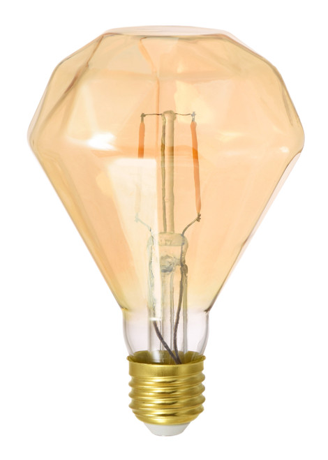 SYLVANIA 40200 Vintage LED Diamond Shaped Bulb, Amber Glass Edison Style, 2  Watts, Warm White