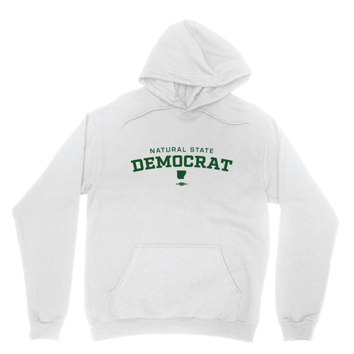 Natural State Democrat (White Pullover Hoodie)