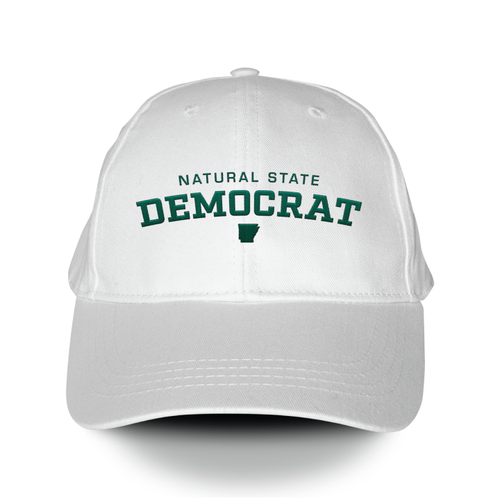 Natural State Democrat (White Embroidered Baseball Cap)
