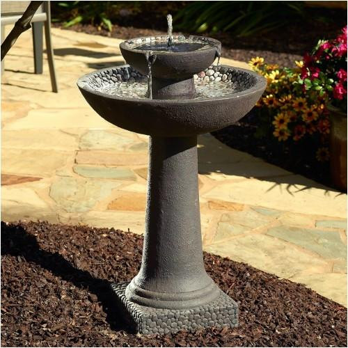 Solar Bird Bath Fountain Battery Backup Dry Run Protection, 32" H