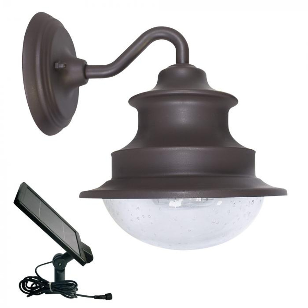 Barn Solar Light Wall Mount with Remote Solar Panel Matte Brown