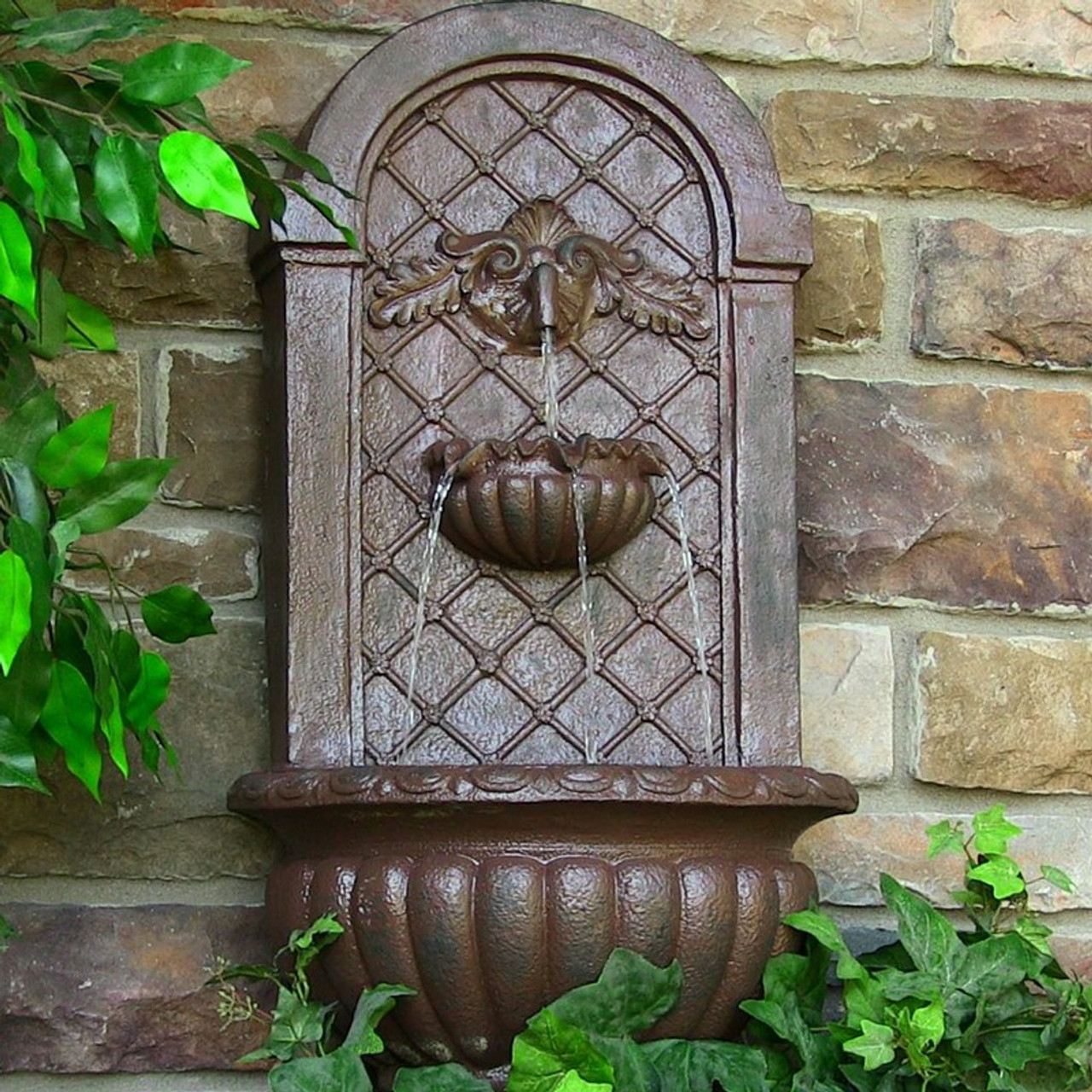 sunnydaze polystone florence outdoor wall fountain on wall mounted fountain outdoor