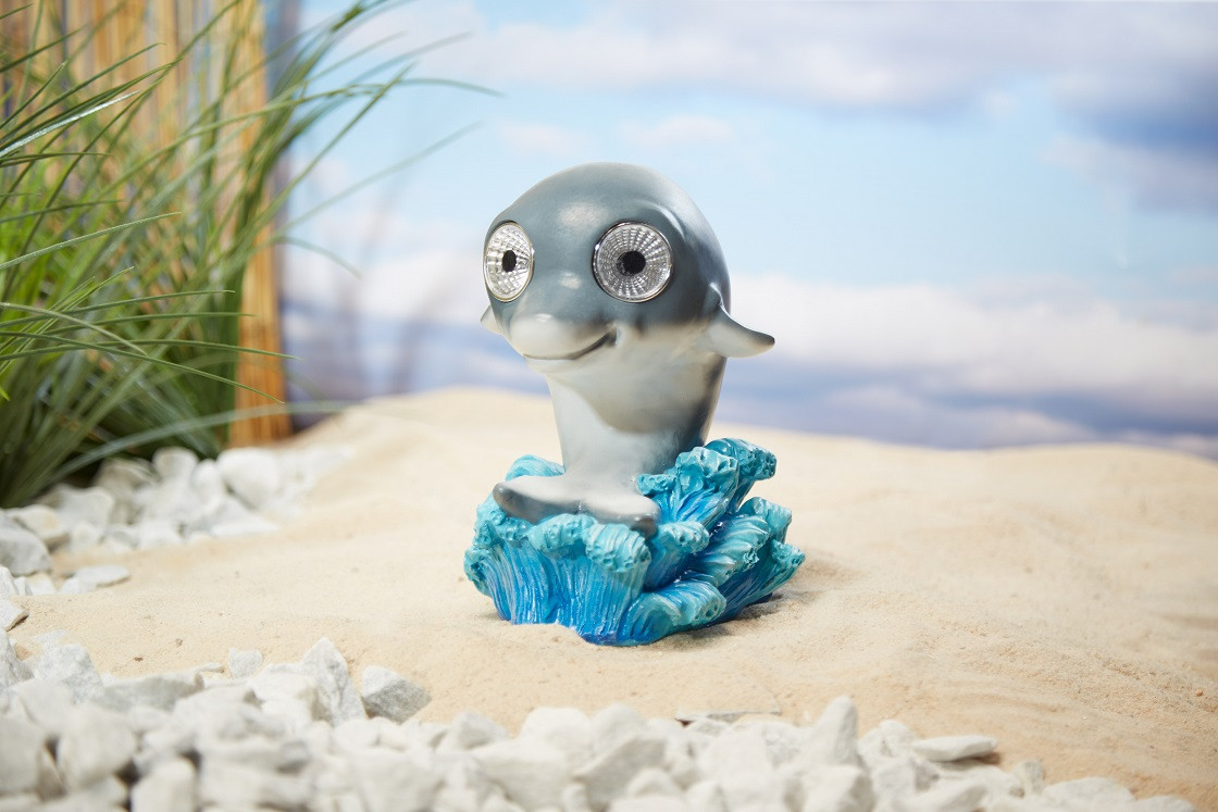 置物 pacific ocean Dolphin Solar Coastal Statue Surfing the Waves - Solar Sealife