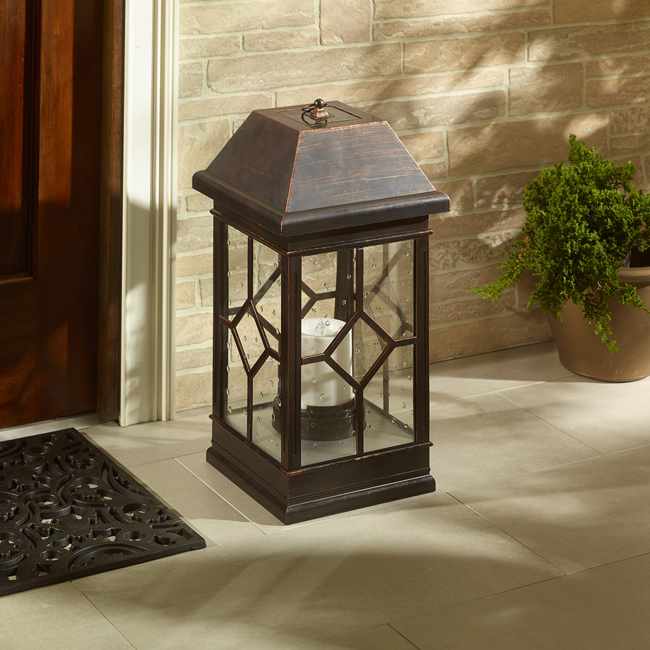 11 in. Solar LED Bronze Finish Lantern