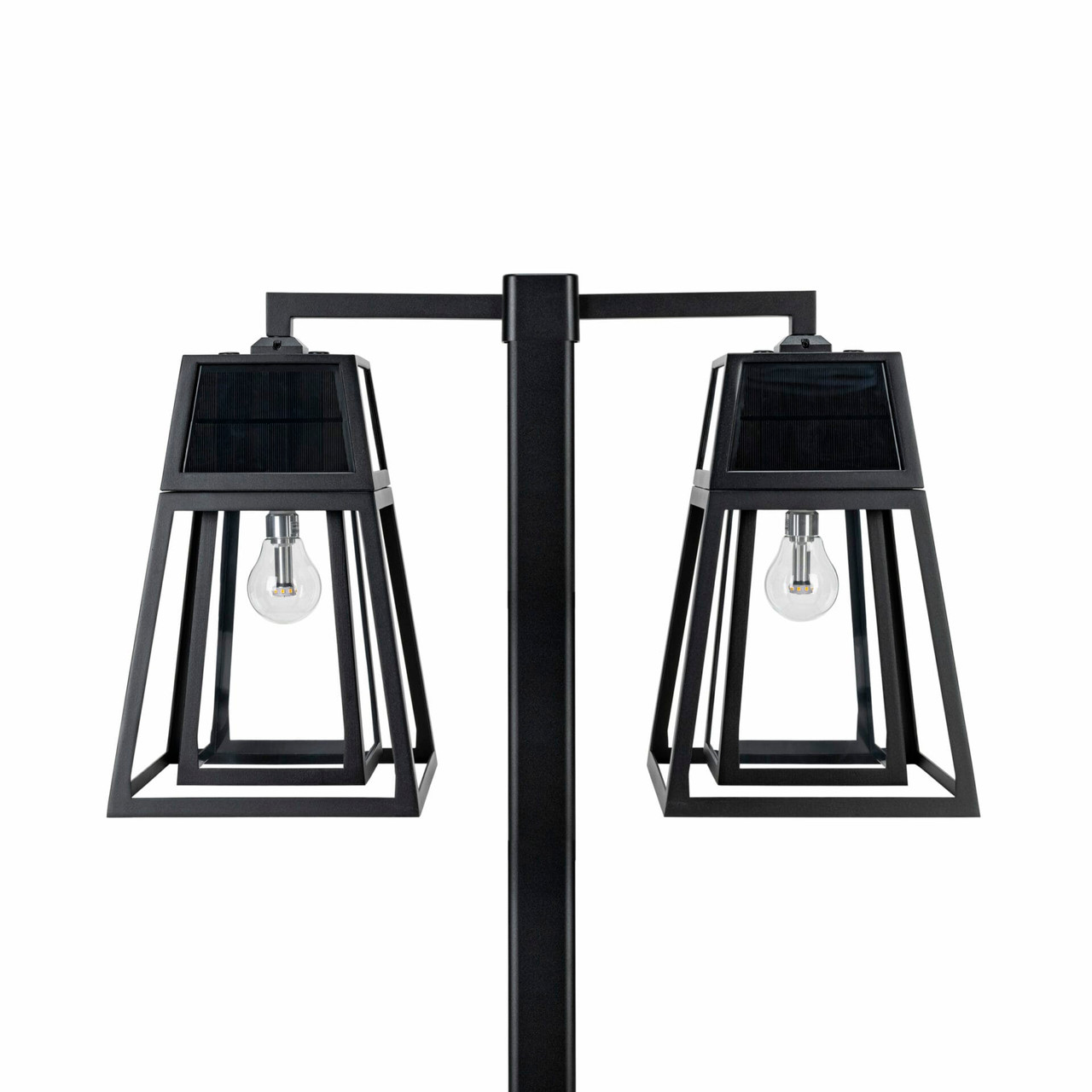 Solar Pole Yard Light | 8 FT Black Aria Mission Double Coach Lanterns