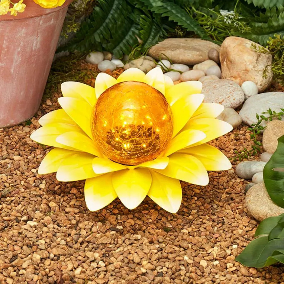 Lily Flower Solar Light | Yellow Water Lily Solar Garden Light