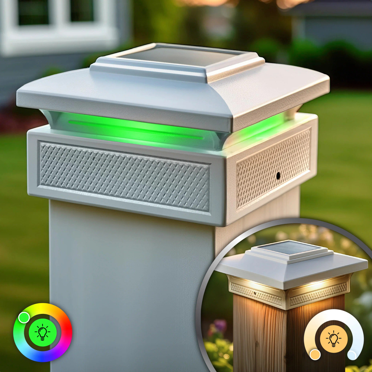 Solar Deck Post Lights Set of 2 White | Smart Tech | Fits 3.5, 4, 4.25