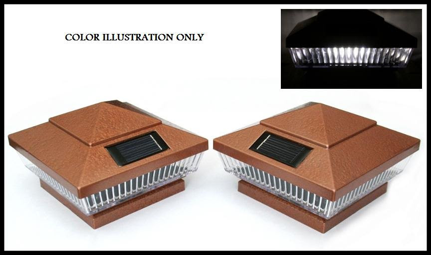 Solar Post Cap Lights 4x4 Copper Set of 2 LED & Custom Finishes