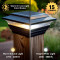 4.5 Black solar fence post cap lights include 3000K Warm White and 5000K Cool White LED, with 15 lumens of light output. 4.5 Black solar fence post cap lights include 3000K Warm White and 5000K Cool White LED, with 15 lumens of light output.