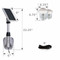 Solar panel setup is 22.25 inches high, with a 6 inch mounting plate and 9 foot cord attached, and a 9 inch solar panel.