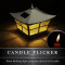 Solar Post Cap Lights have a High Profile Japanese Style with Flickering Yellow LED Bulbs.
