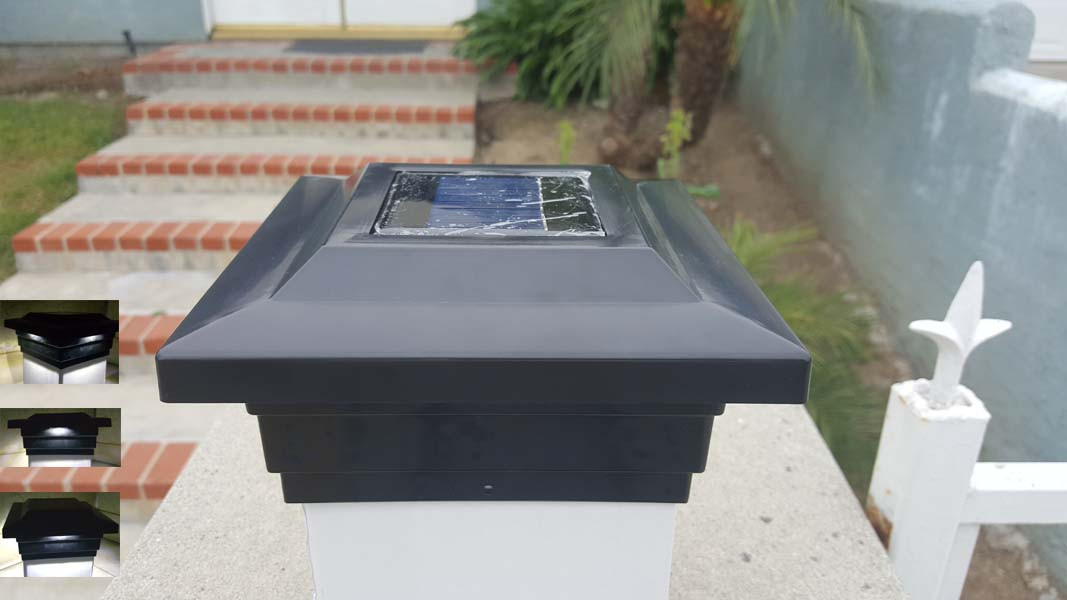 5x5 Solar Fence Post Lights Black Aluminum Imperial Set of 2