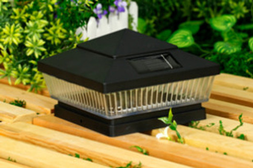 Solar Post Cap Lights Black with 5 Bright White or Color LED Bulbs.