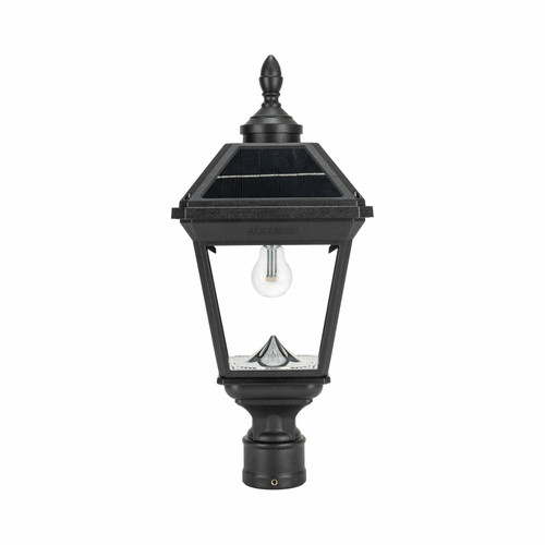 Solar Carriage Lantern, with 3 Inch Fitter Pole and Bright White LED, includes Acorn and Eagle Finials.