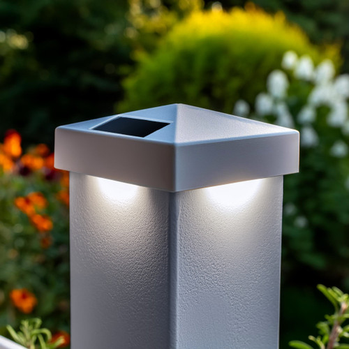 Solar deck post cap lights have Cool White 5000K lighting  that shines downward onto the post for a unique and elegant look on your deck.