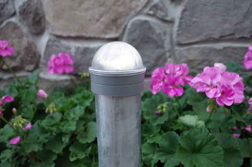 Solar lights for round chain link fence posts add needed lighting to your entrance.