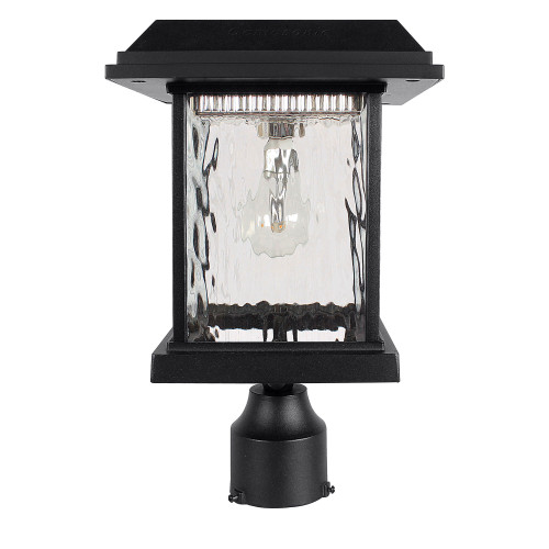 Solar post coach light is made from cast aluminum, with a 3 inch fitter and  rain glass lenses.