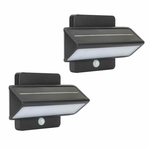 Solar wall mount motion sensor lights are made from powder coated cast aluminum, with a Black finish.